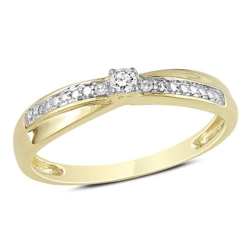 Miabella - Bague de Promesse avec 0.05 Carat de Diamant en Or Jaune 10 KT (J-K-L, I2-I3)