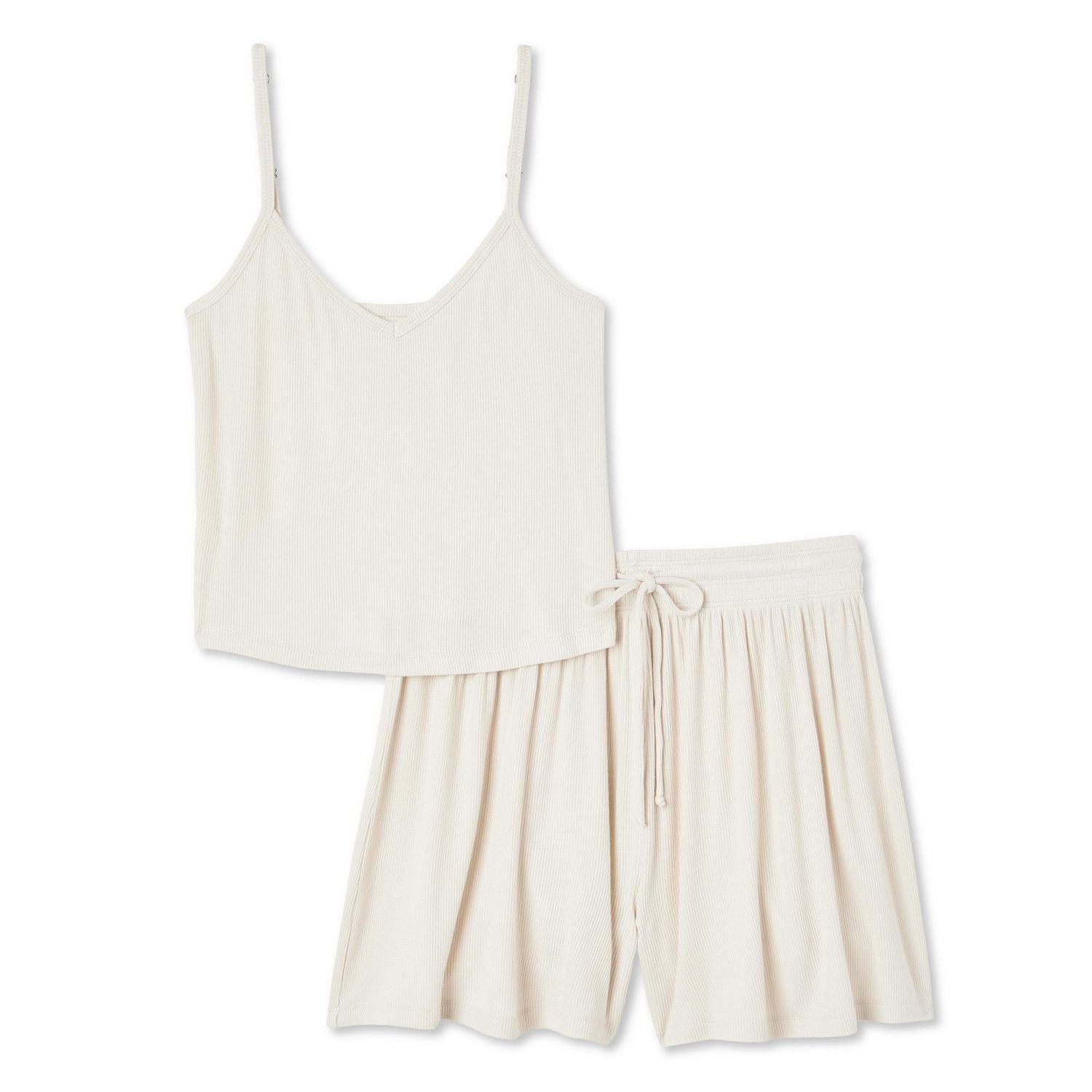 No Boundaries Women's Rib Pajama 2-Piece Set