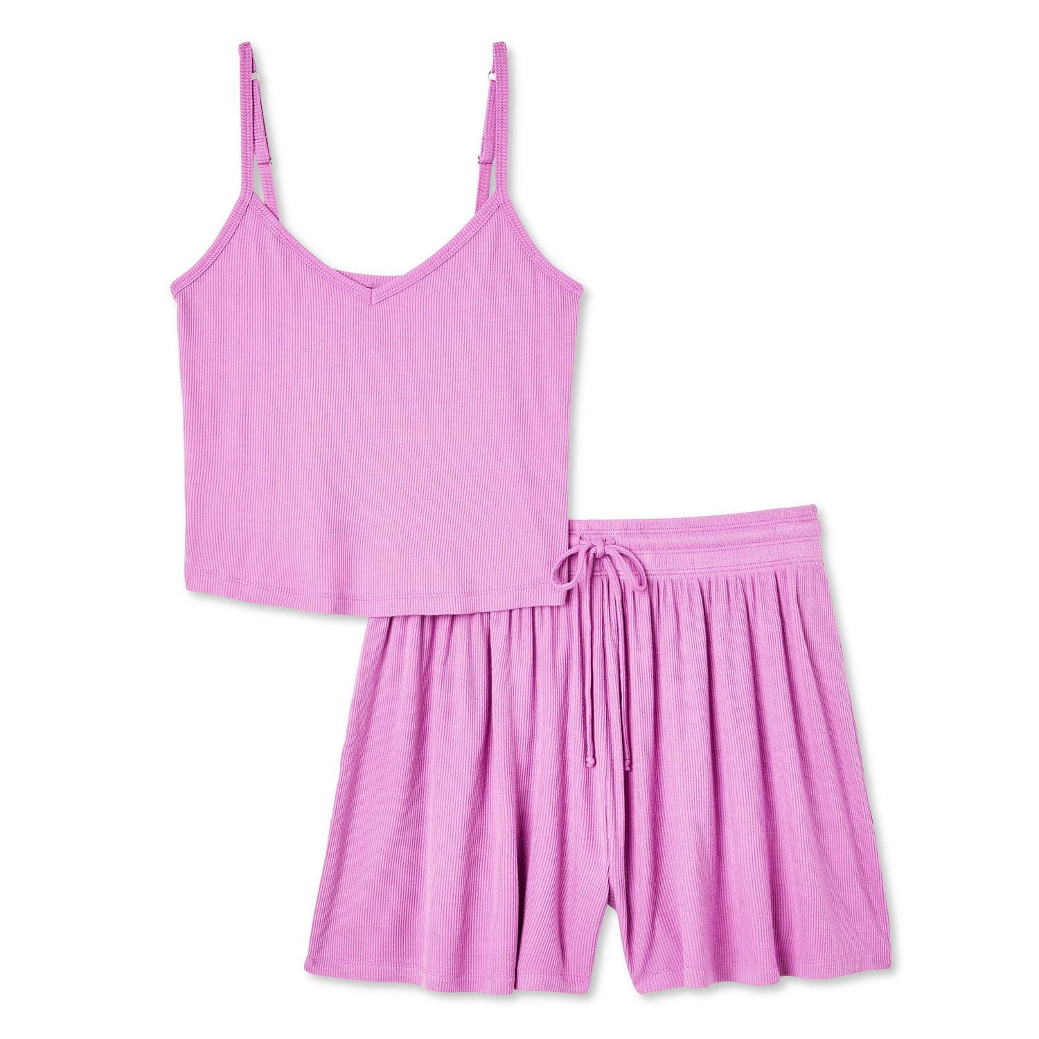No Boundaries Women's Rib Pajama 2-Piece Set