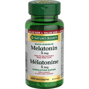 Nature's Bounty Melatonin, Dissoudre rapidement, 5 Mg, Re-Set Le Cycle de Sommeil du Corps & Améliorer la qualité du sommeil, prévient les effets de Jet Lag