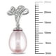 Miadora Boucles d'oreilles avec perles d'eau douce roses de culture en forme de riz 9.5-10 mm et accent de diamant en argent sterling – image 3 sur 3