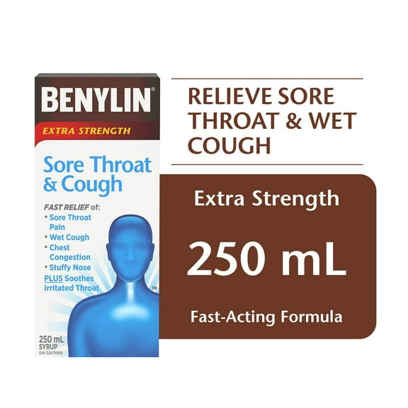 BENYLIN® Extra Strength Sore Throat & Cough Syrup, Relieves Sore Throat & Wet Cough