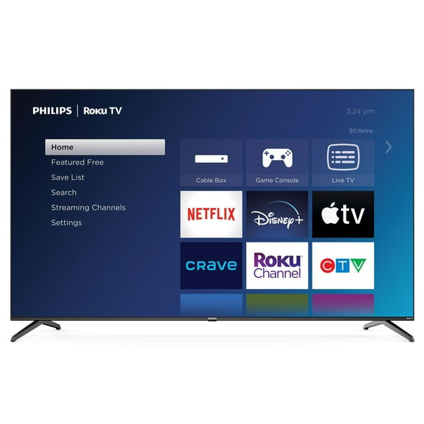 Philips Téléviseur Intelligent LED Roku 4K Ultra HD (2160p) de 75 Po, HDR10 (75PUL6643/F6)