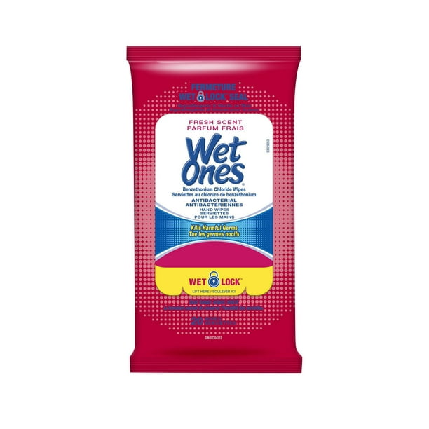Serviettes antibactériennes Wet Ones, serviettes préhumectées pour les mains  au parfum frais 20 serviettes
