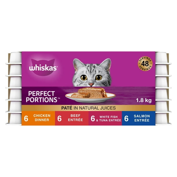 Whiskas Perfect Portions Paté Variety Pack Adult Wet Cat Food, 24x75g