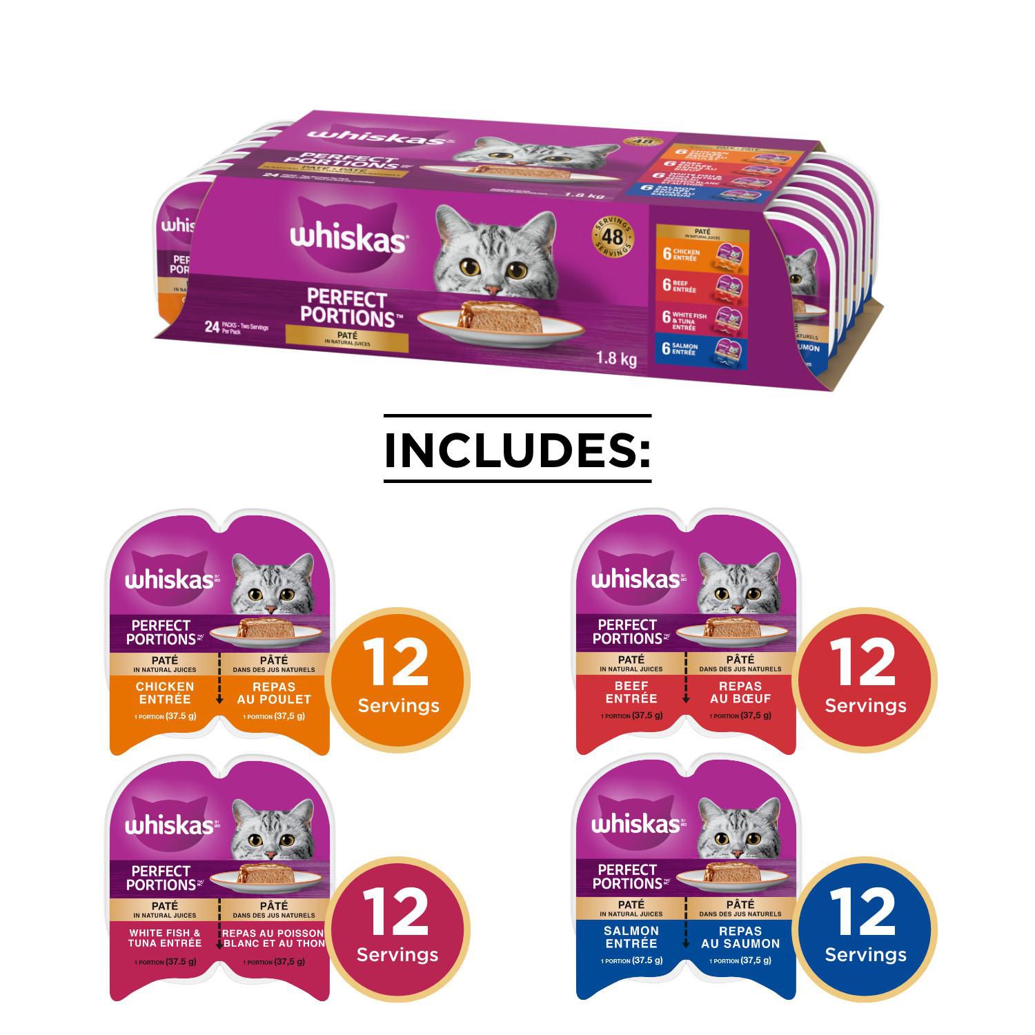 Whiskas Perfect Portions Pate Variety Pack Adult Wet Cat Food 24x75g