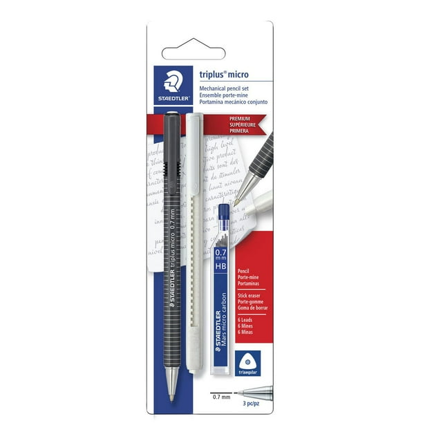 Staedtler triplus micro 0.7mm Lead Retractable Mechanical Pencil with Twist Eraser, 12 refills