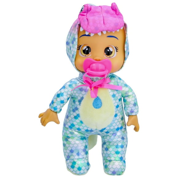 Cry Babies Tiny Cuddles Dinos Mia- 9" Baby Dolls, Cries Real Tears, Dinosaur Metallic Themed Pajamas