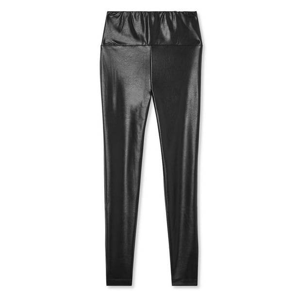 Women's black crackle faux leather legging pants Bagatelle