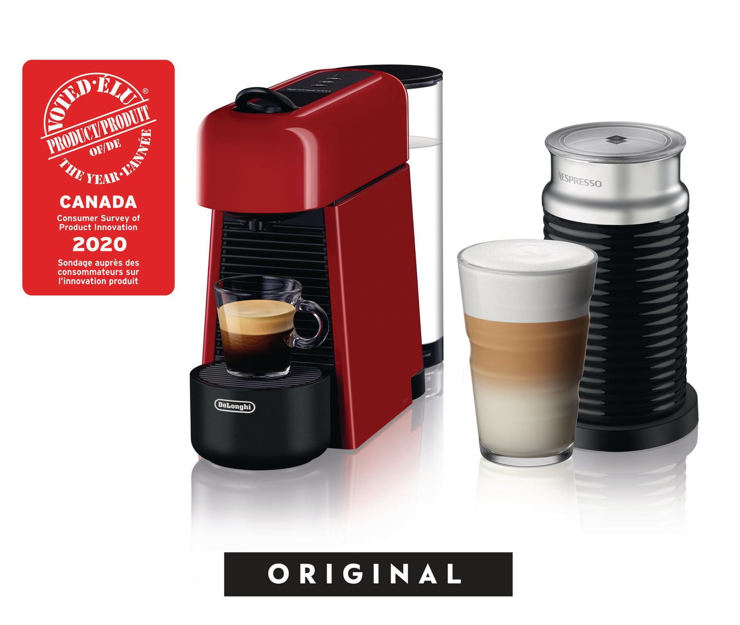 Breville Inissia Espresso Machine Red Bundle with Aeroccino