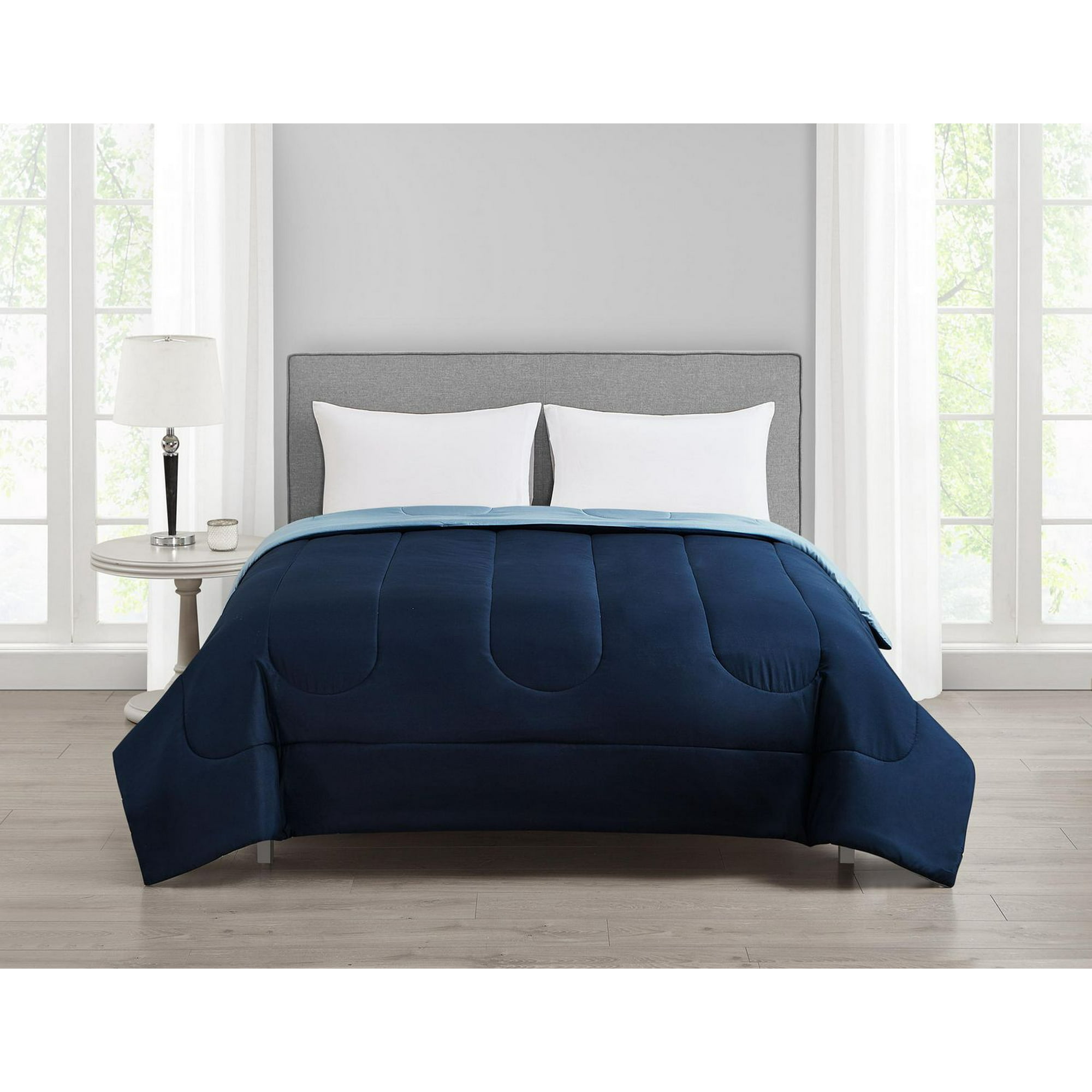Mainstays Navy Reversible Comforter Double/Queen, comforter 