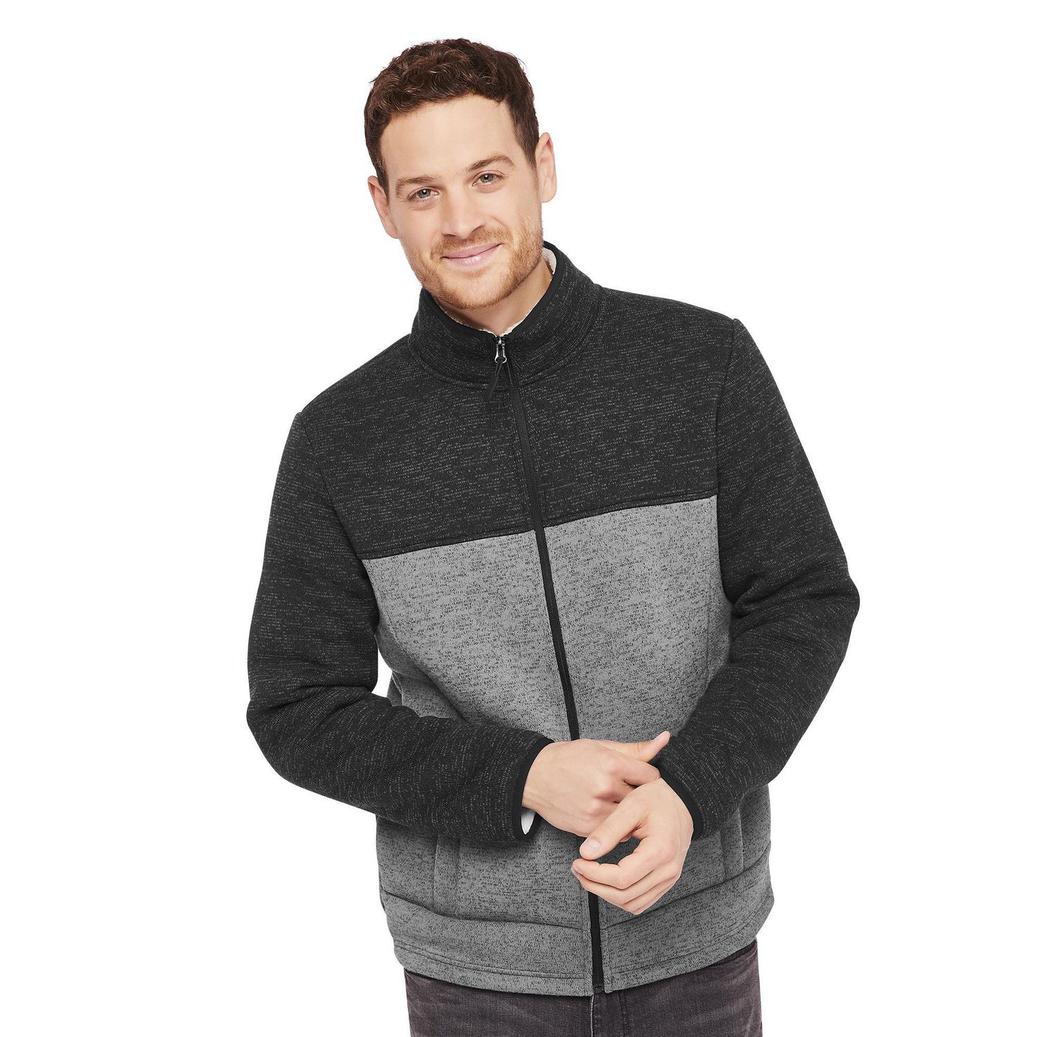 full zip mock neck sweatshirt