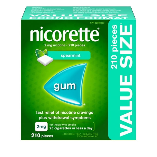 Nicorette Gum Nicotine 2mg Spearmint Flavour Quit Smoking Aid And Smoking Cessation Aid 210 0450