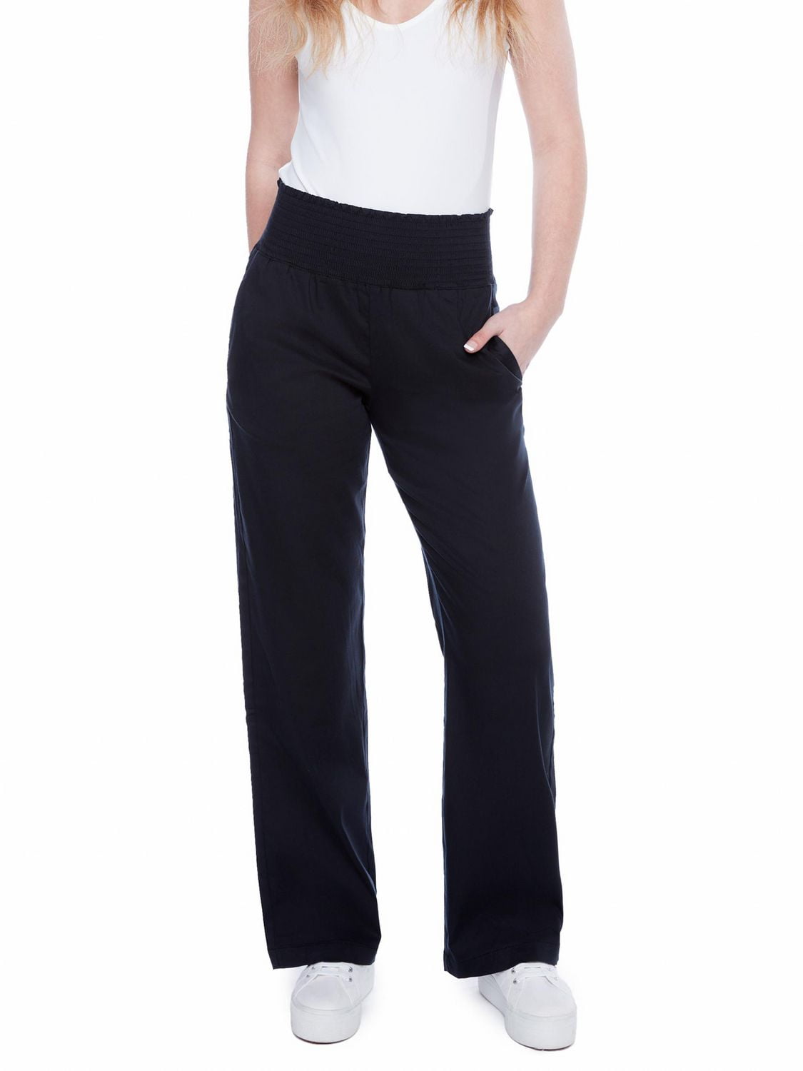 Jeaniologie ™ Ladies’ High Rise Smocked Waist Pull-on Wide Leg Pant