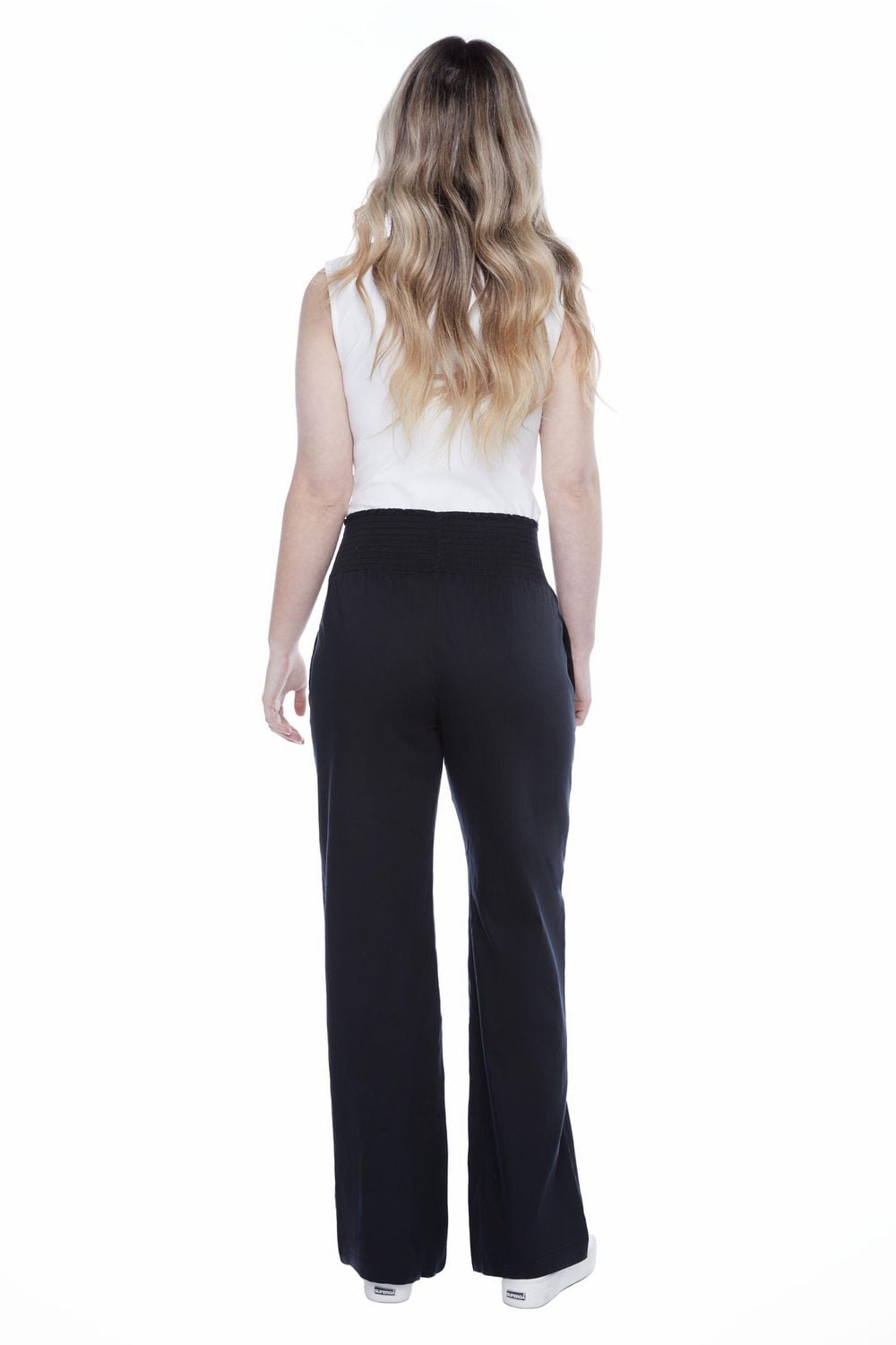 Jeaniologie ™ Ladies’ High Rise Smocked Waist Pull-on Wide Leg Pant