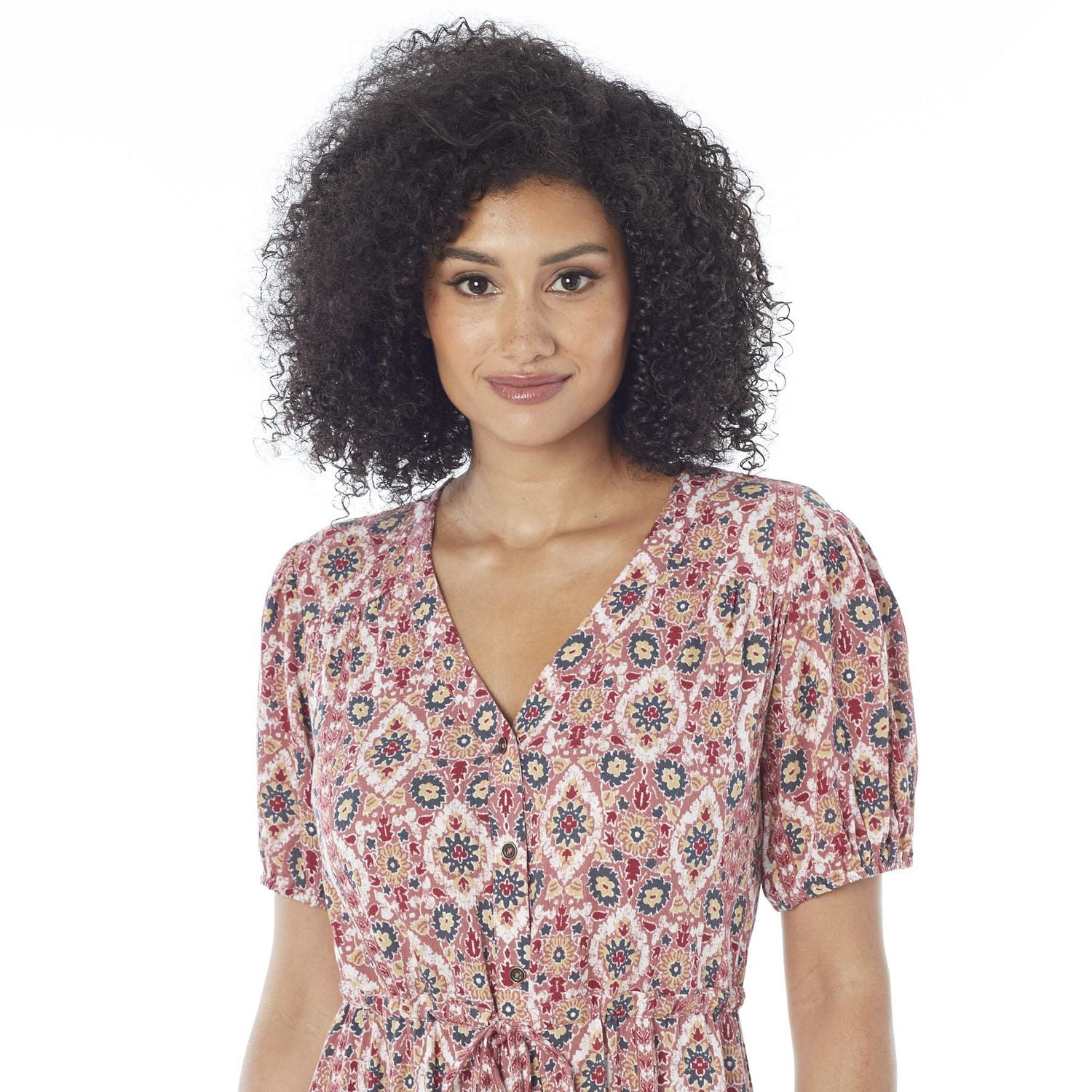 IVY Women's Printed Elbow Sleeve Maxi Dress