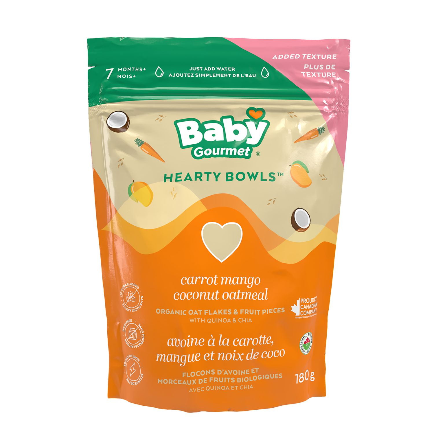 Baby Gourmet Carrot Mango Coconut Oatmeal Organic Hearty Bowls Cereal