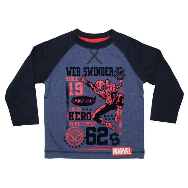T-shirt de baseball à manches longues Spiderman pour garçons