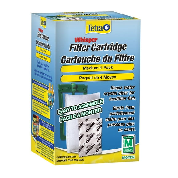 Tetra Whisper Aquarium Medium Filter Cartridge 4 Pack, Keeps water clear