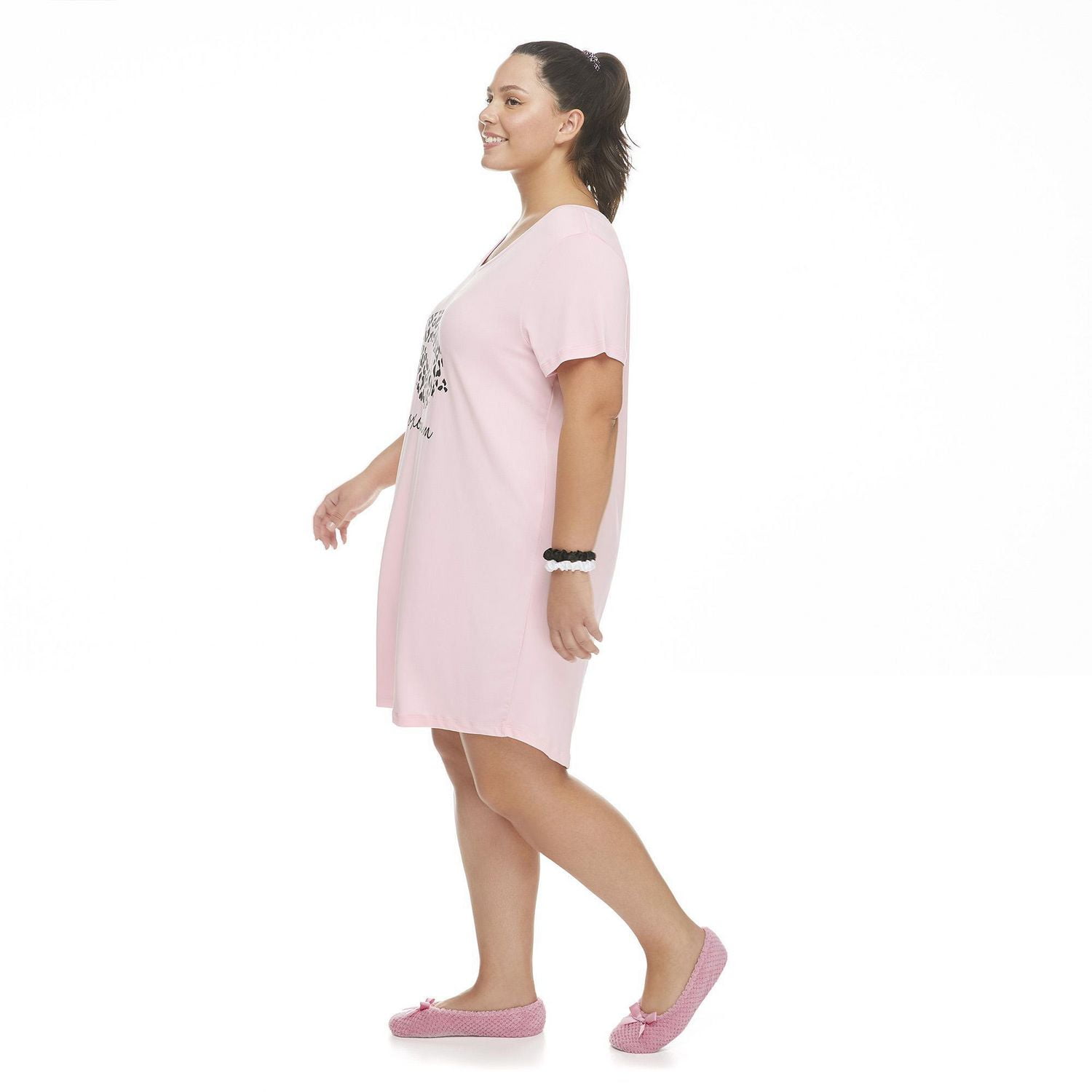 George Plus Women's Graphic Print Nightshirt and Scrunchies Set