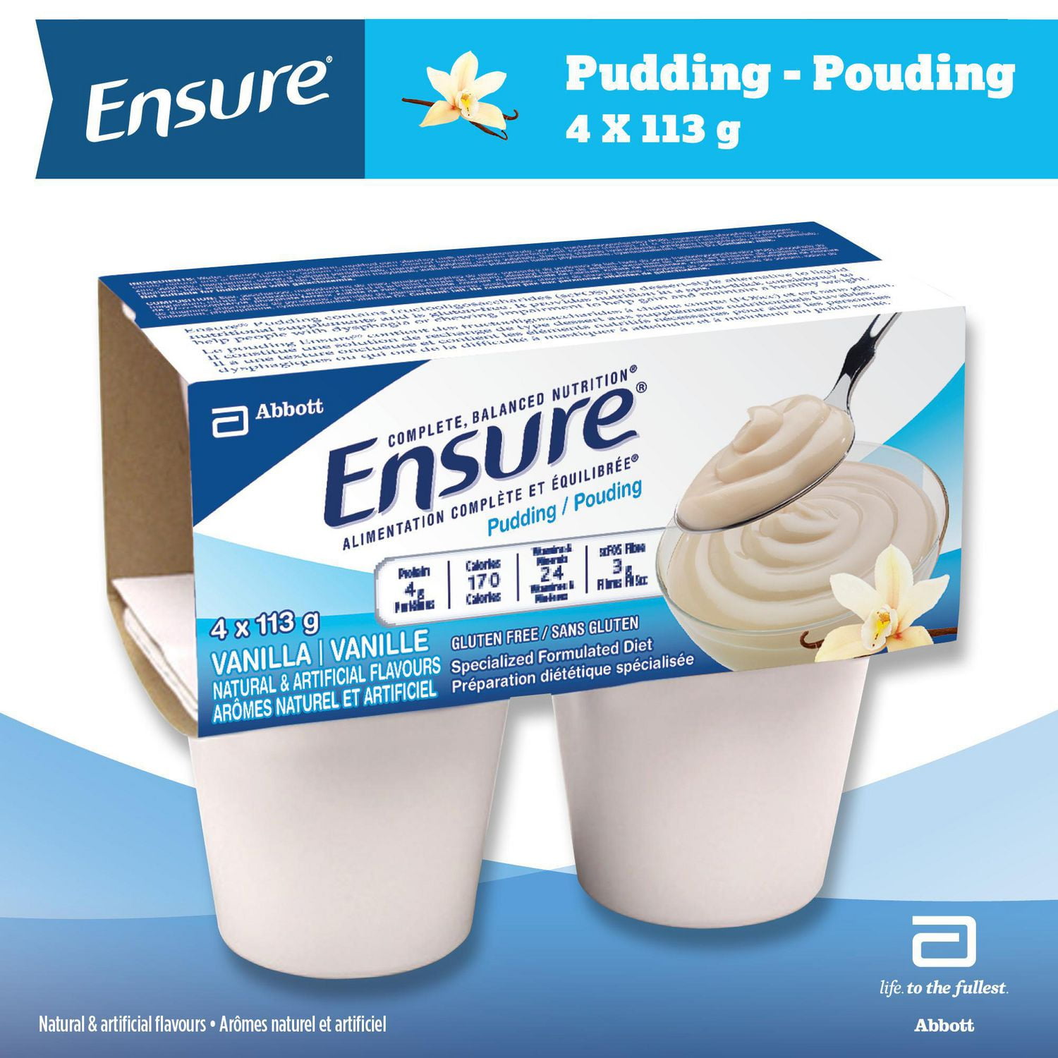 Ensure® Pudding, Complete Balanced Nutrition, Vanilla, 4 x 113 g Walmart Canada
