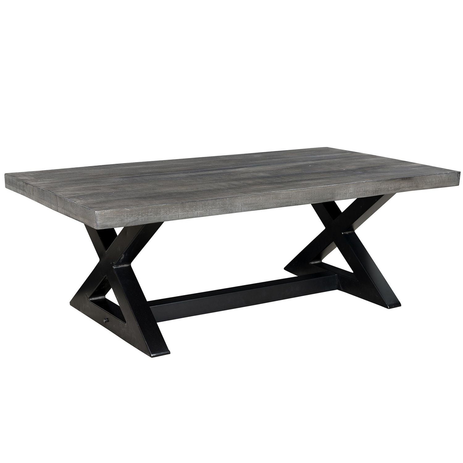 Industrial Chic Solid Wood & Iron Coffee Table in Distressed Grey ...