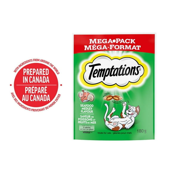 Temptations Seafood Medley Flavour Soft & Crunchy Adult Cat Treats, 180g