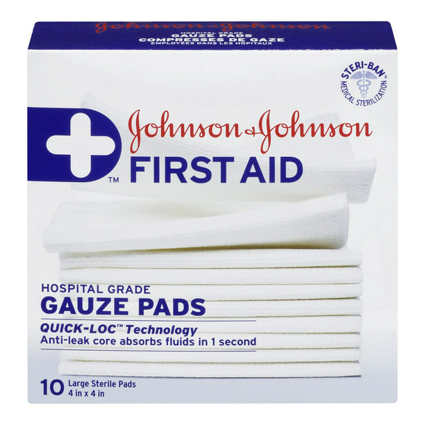 Produits de premiers soins de marque Band-Aid® Compresses de gaze, 10,1 cm x 10,1 cm, paq. de 10