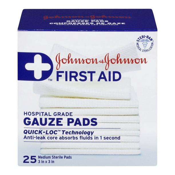 Produits de premiers soins de marque Band-Aid® Compresses de gaze, 7,5 cm x 7,5 cm, paq. de 25