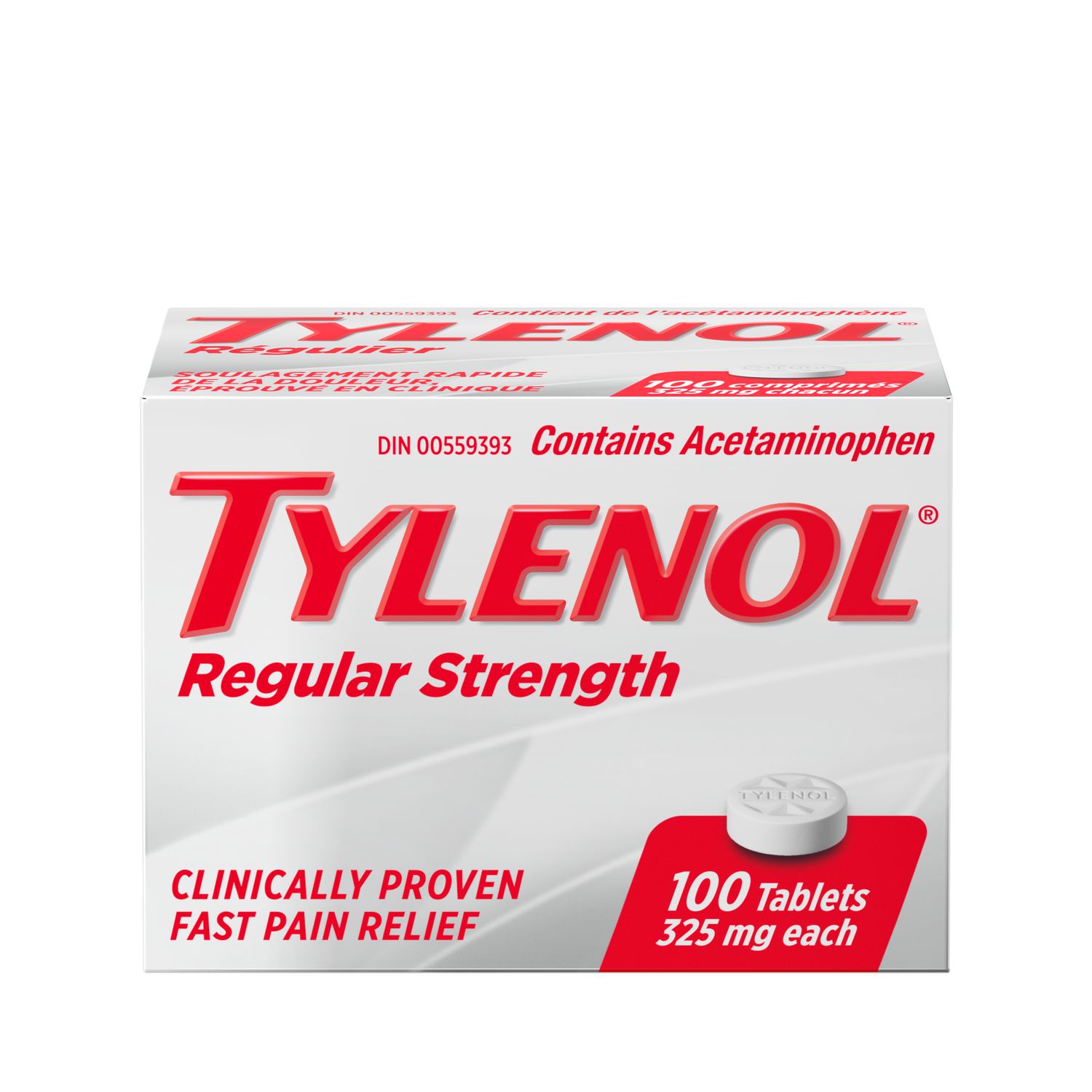 TYLENOL® Régulier, comprimés de 325 mg, 100 comprimés