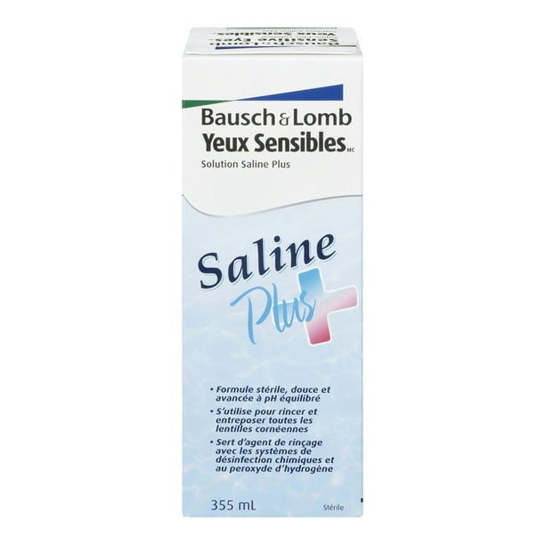Bausch + Lomb Solution polyvalente Saline Plus Yeux Sensibles Solution  saline. S'utilise comme solution de rinçage avec tous les systèmes de  désinfection. 