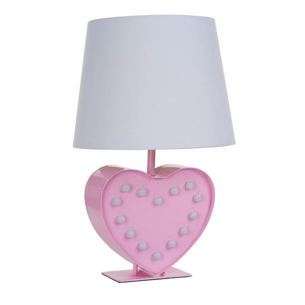 Lampe d'appoint avec des ampoules marquise Mainstays Kids en forme de coeur rose