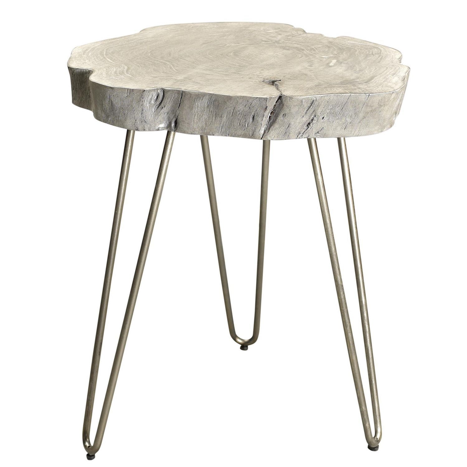 Rustic Modern Solid Wood & Iron Accent Table in Light Grey Walmart Canada