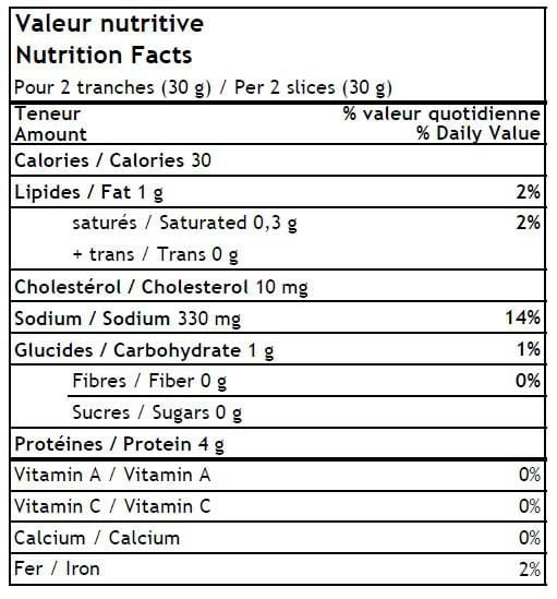Emince Jambon Foret Noire 4 portions Emince Jambon Fume Foret Noire Proteines de viande 14% Faible en Gras