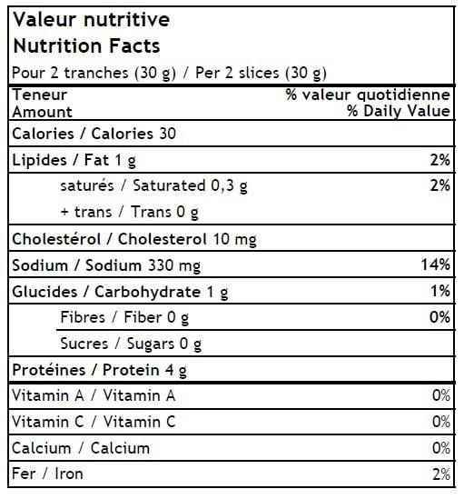 Emince Jambon Foret Noire 4 portions Emince Jambon Fume Foret Noire Proteines de viande 14% Faible en Gras