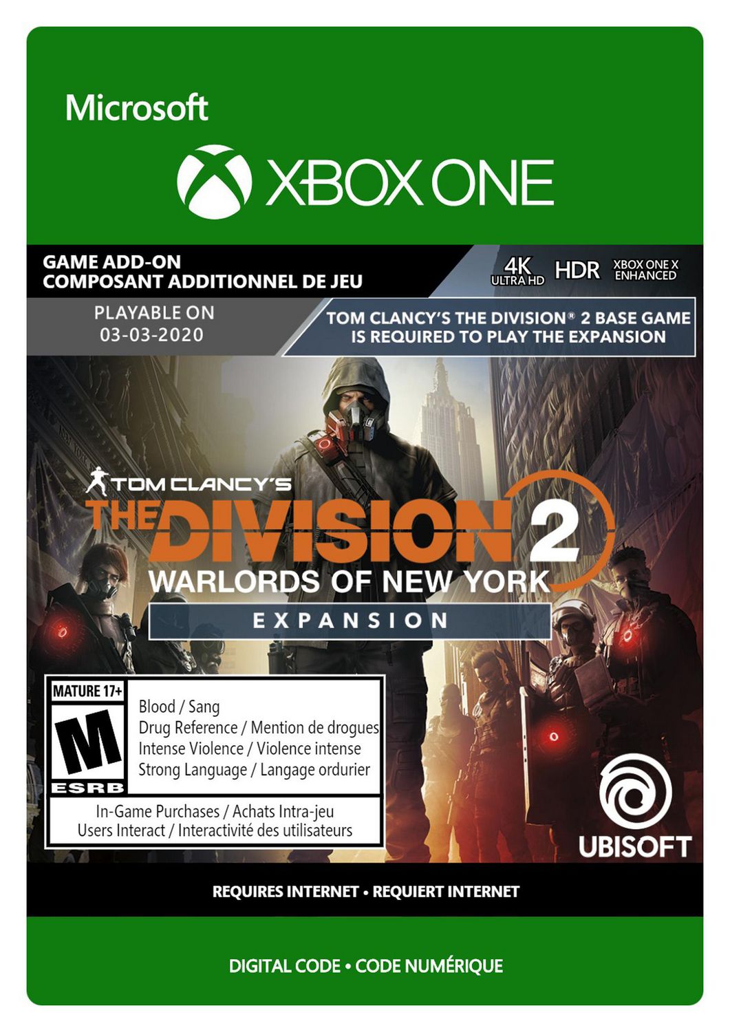 Xbox One Tom Clancy S The Division 2 Warlords Of New York Expansion Early Purchase Incentive Download Walmart Canada - roblox gift card canada shoppers drug mart