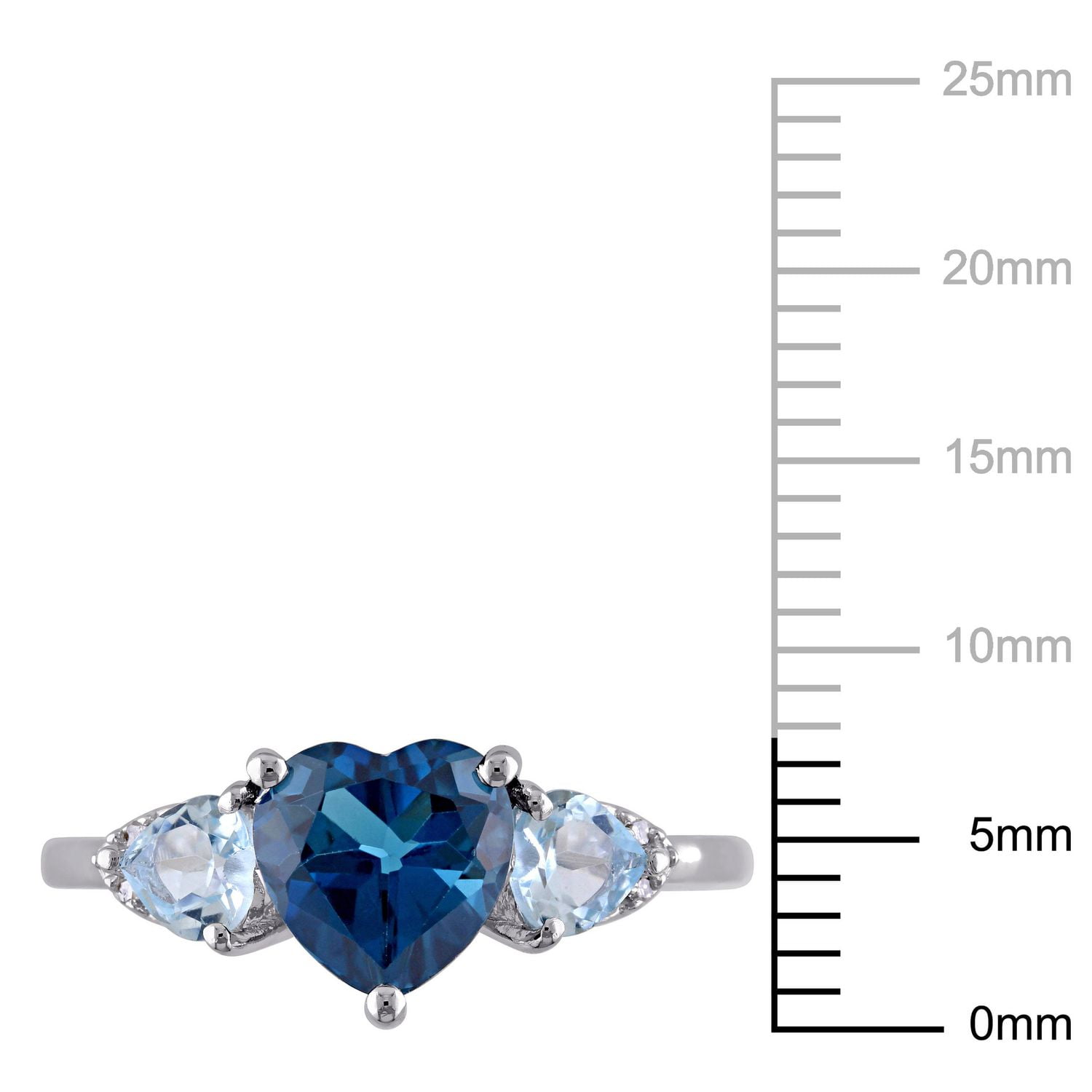 Tangelo 2.15 Carat T.G.W. Blue Topaz with Diamond-Accent Sterling Silver Heart Ring