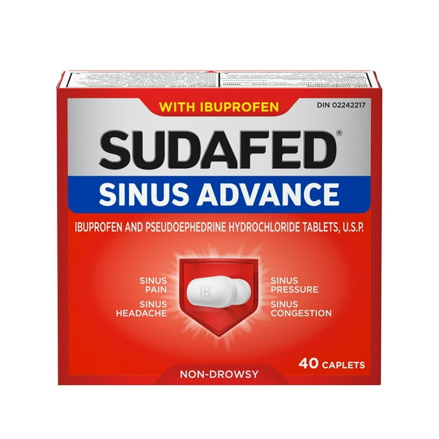 Sudafed Sinus Advance Caplets, Relieves Sinus Congestion & other Sinus symptoms, 40 Caplets