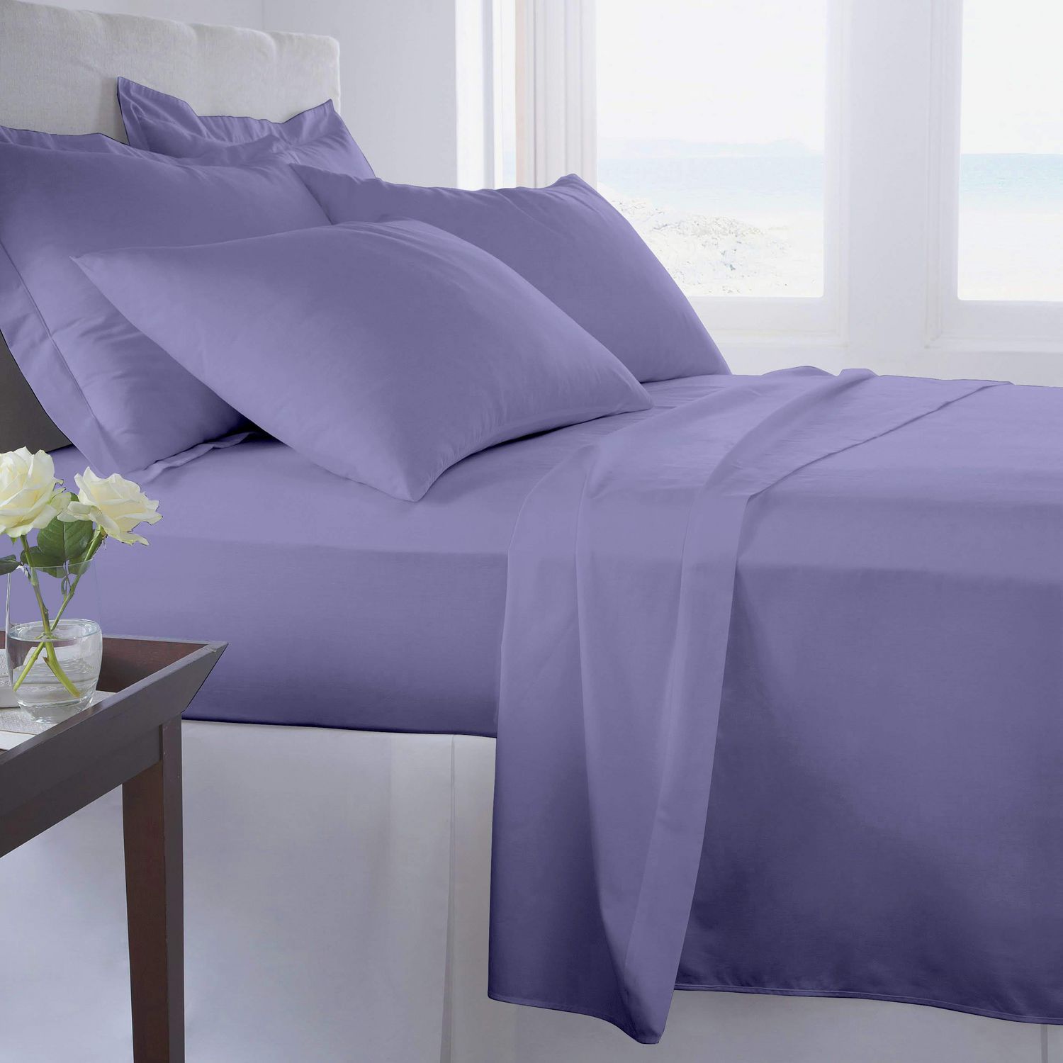 Malibu Collection 100 Cotton Solid Purple Sheet Set King Walmart Canada