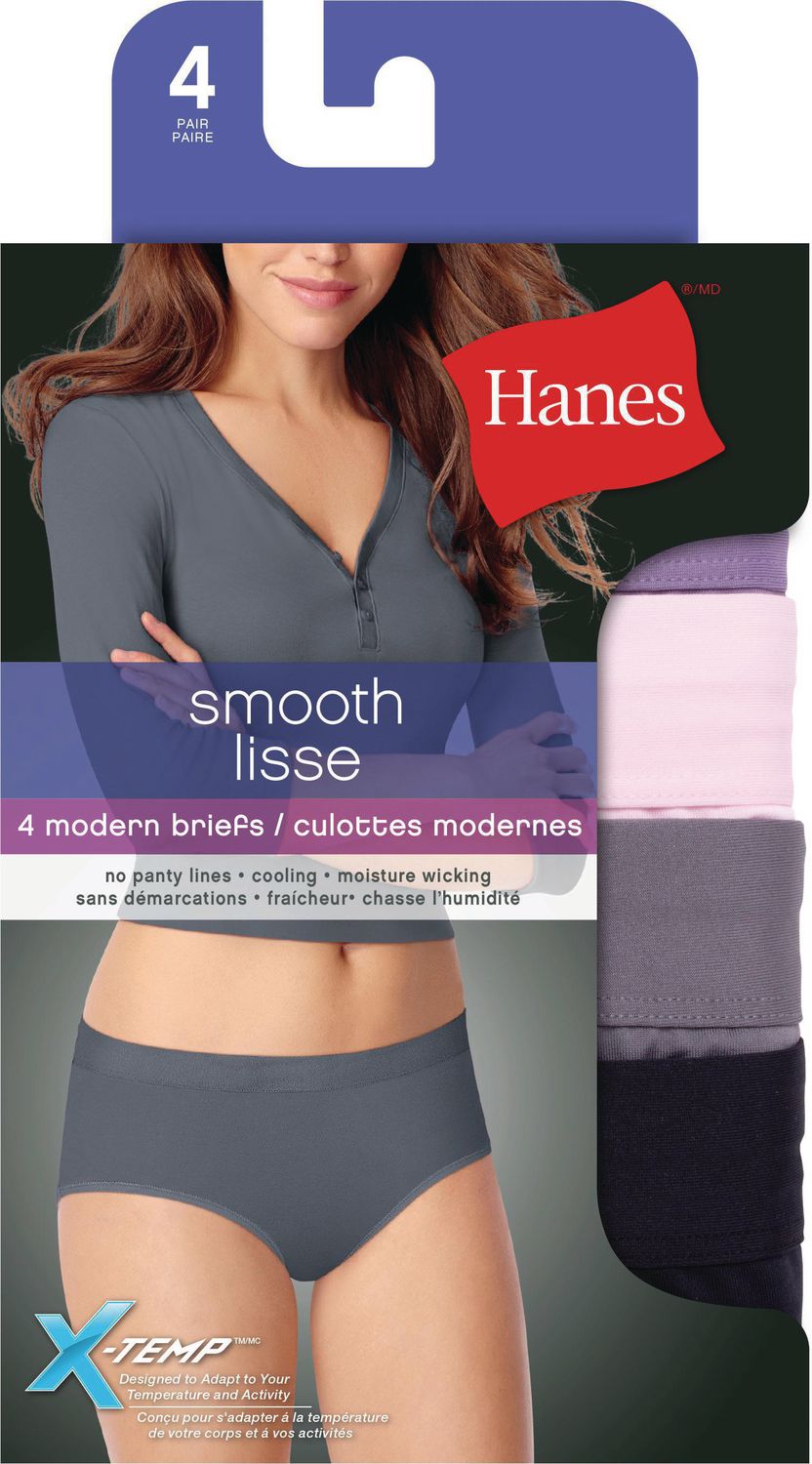 Hanes Women's 4 Pack Smooth Microfiber Brief, Sizes: S-2XL 
