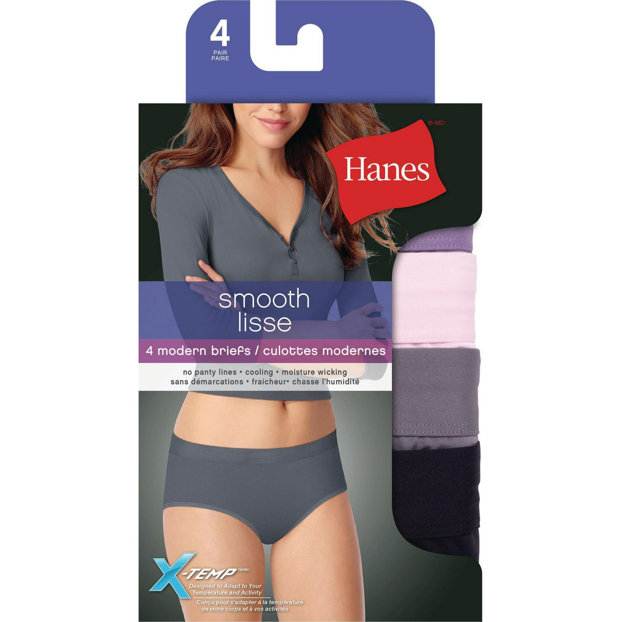 Hanes Women's 4 Pack Smooth Microfiber Brief, Sizes: S-2XL 