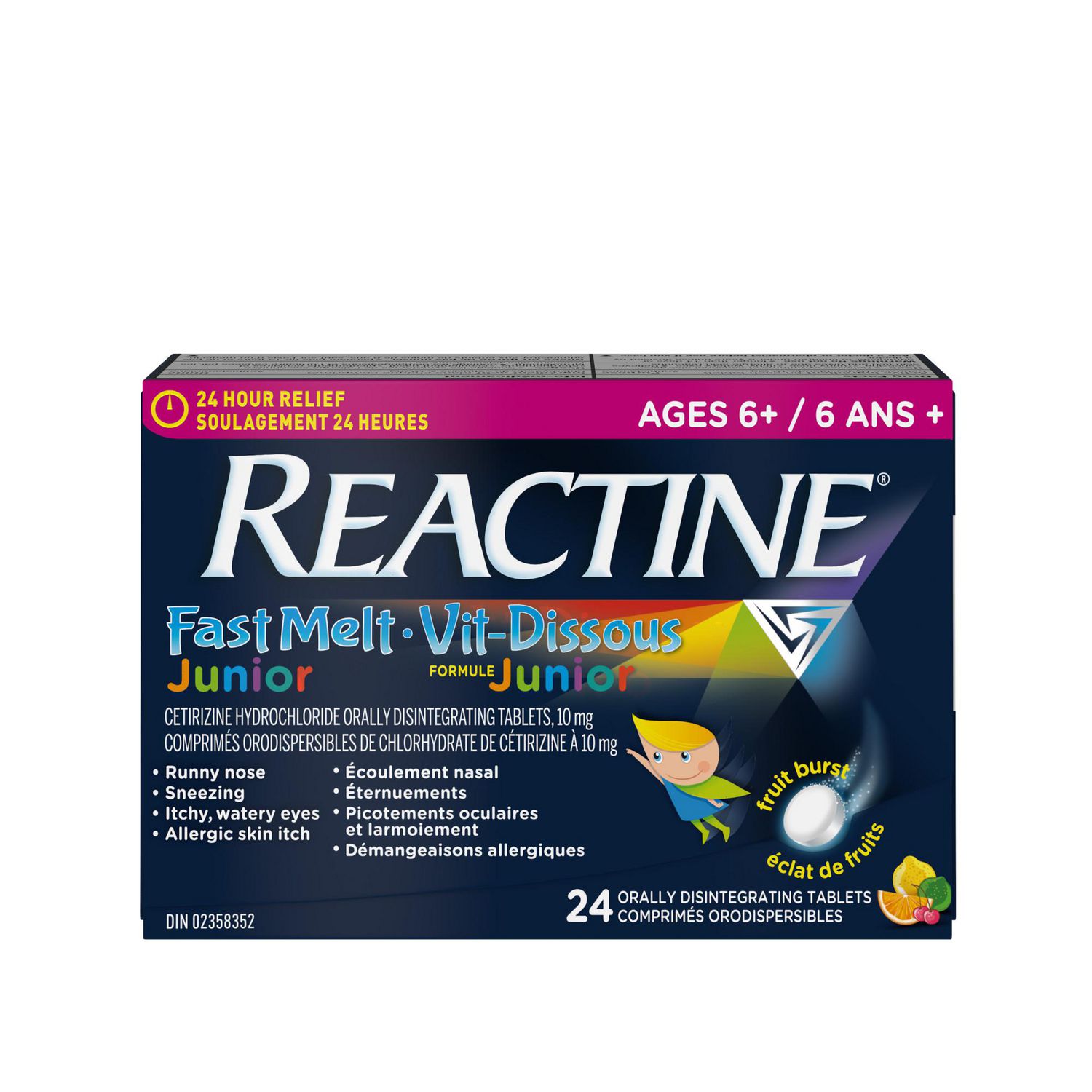 Reactine Rapid Dissolve Antihistamine Tablets, 10 mg of Cetirizine Hydrochloride, Extra Strength, Allergy Relief, 24 Count
