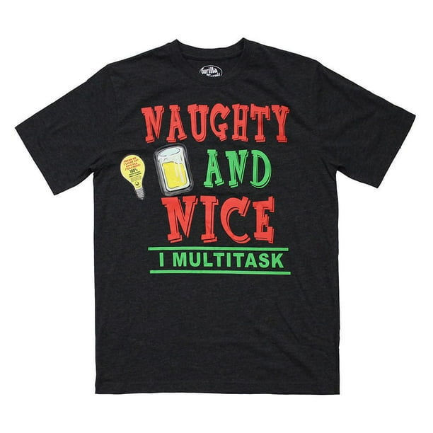 T-shirt Naughty Nice de Under Disguise pour hommes à graphisme éclairé