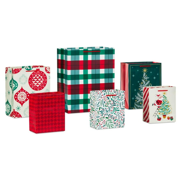 Hallmark Assorted Christmas Gift Bag Bundle, Pack of 6 Bags (Red, Green