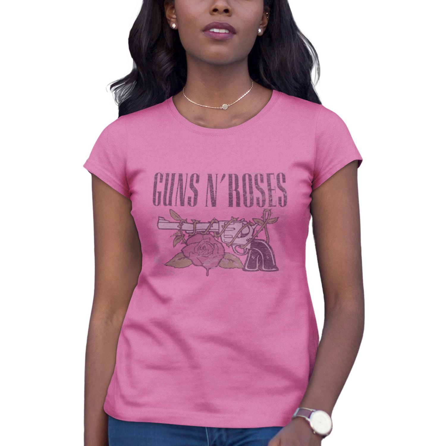 Guns N Roses Tee shirt femme. Ce t shirt manches courtes ajust