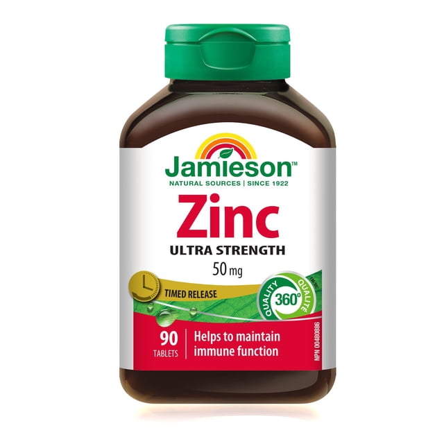 Jamieson comprimés de zinc à libération prolongée, 50 mg, 90 comprimés