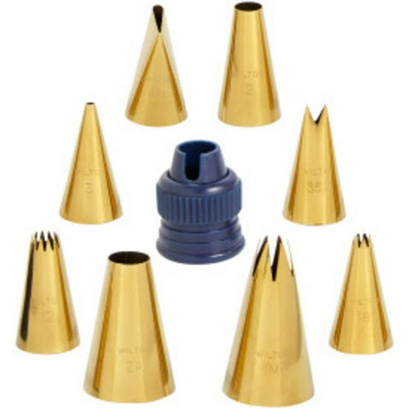 Wilton Navy Blue and Gold Piping Tips, NAVY & GOLD DECO SET