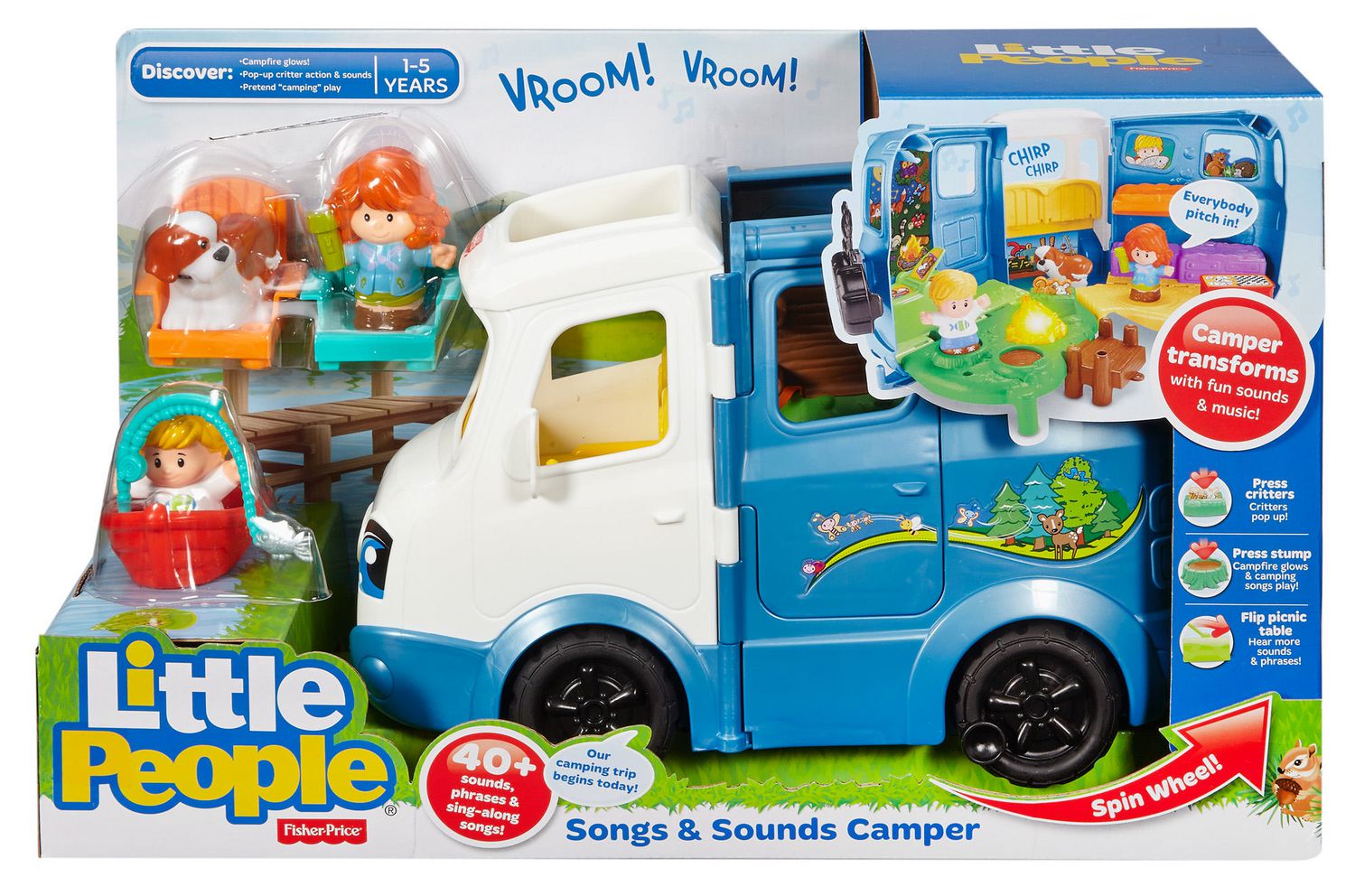 Fisher-Price Little People Songs and Sounds Camper Figures Dog Puppy Woof New 