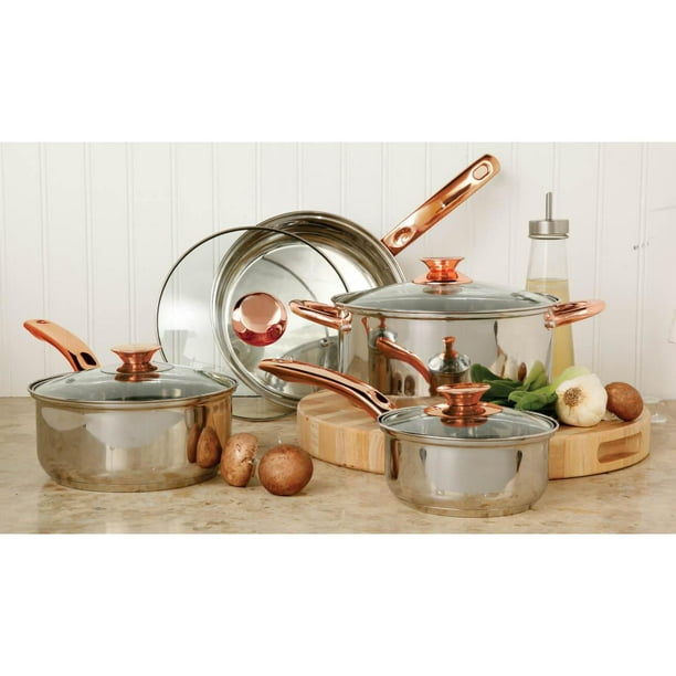 Gibson Anston 8 Piece Stainless Steel Cookware Set, Mirror Polish ...
