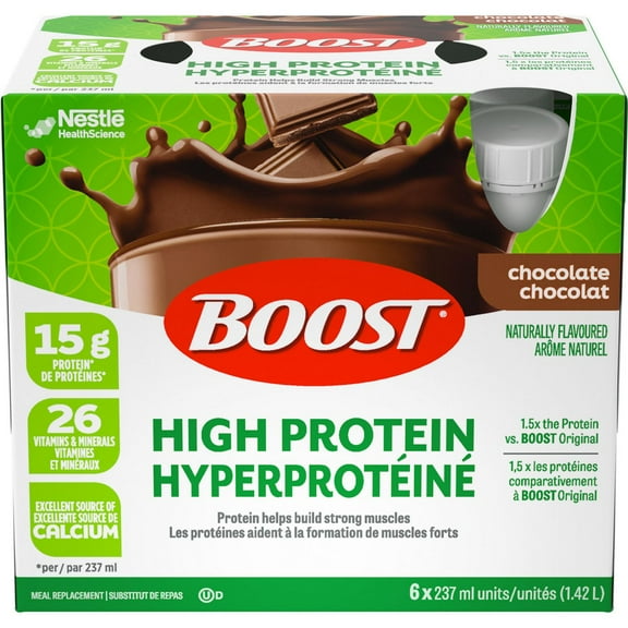 BOOST High Protein Meal Replacement Drink – Chocolate, 6 x 237 ml, 6 x 237 ML